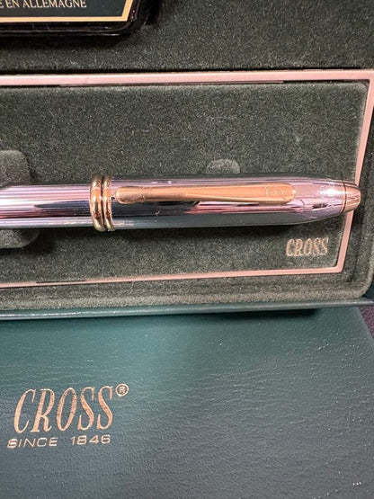 Cross Townsend Pen Ink Set Old Logo Gold Nib Fountain Pen with Ink Bottle and Box — Japan Import