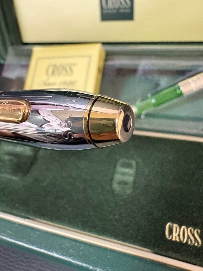 Cross Townsend Pen Ink Set Old Logo Gold Nib Fountain Pen with Ink Bottle and Box — Japan Import