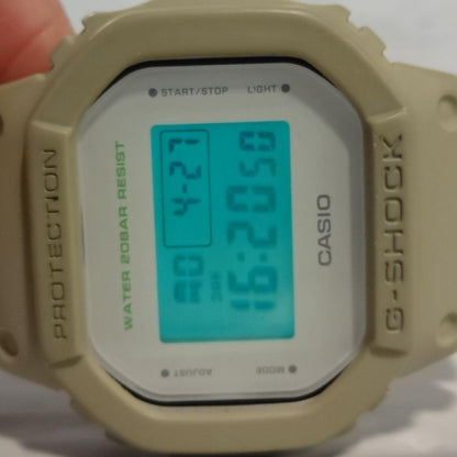 Casio G-Shock DW-5600M Outdoor Natural Color Beige Watch with New Battery Tested & Working — Japan Import