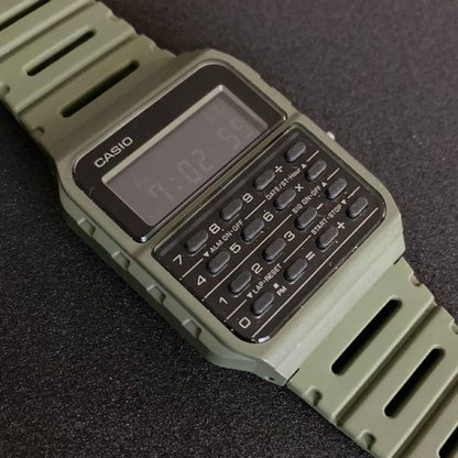 Casio Data Bank 8-Digit Calculator with Stopwatch in Khaki Japan Import