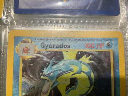 1999 Gyarados Holo Rare Pokemon Card 6/102 from Base Set English version in clear binder