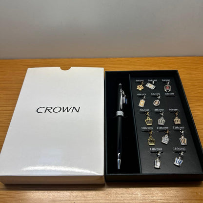 Crown Cross 14th Anniversary Commemorative Ballpoint Pen with Symbol Ornament — Japan Import