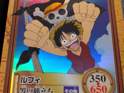 One Piece Hyper Battle Luffy game card Male's Journey set with visible scratches and blemishes