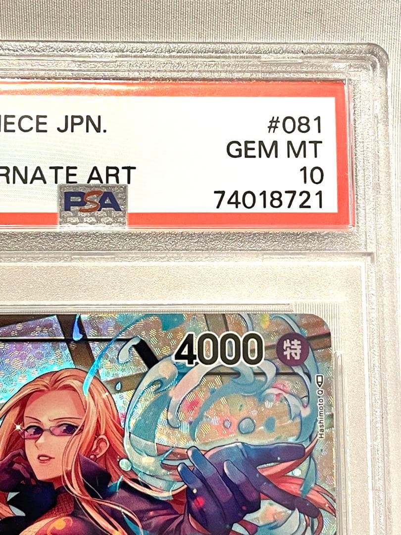 Kalifa OP03-081 Parallel Rare One Piece trading card graded PSA 10 with minor wear marks