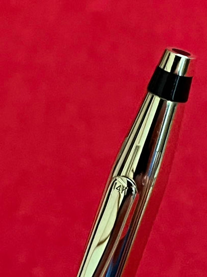 Cross Century Classic 14K Solid Gold Ballpoint Pen Made in USA Includes Case, Box, Pouch & Refill