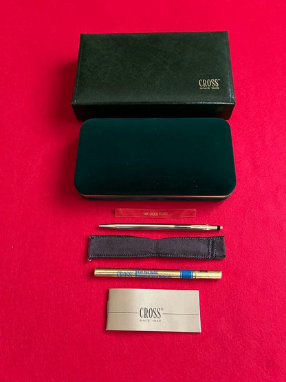 Cross Century Classic 14K Solid Gold Ballpoint Pen Made in USA Includes Case, Box, Pouch & Refill