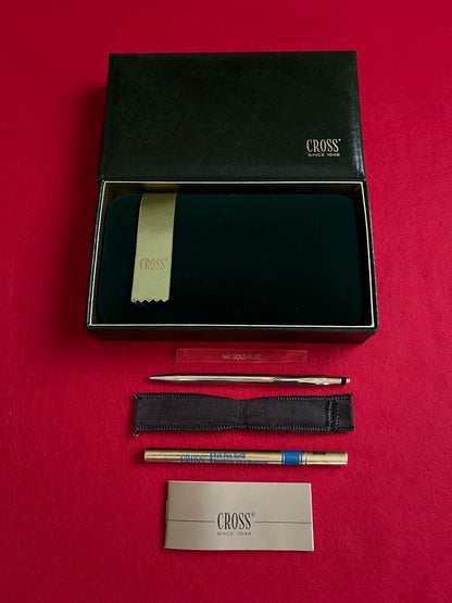 Cross Century Classic 14K Solid Gold Ballpoint Pen Made in USA Includes Case, Box, Pouch & Refill