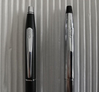 Set of two Cross ballpoint pens with matte black and chrome twist-style finish