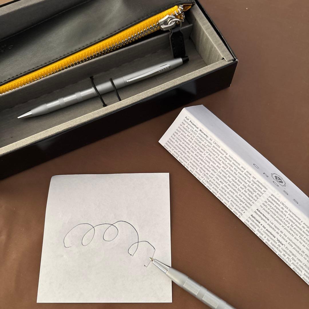 Cross Silver Ballpoint Pen Set with Leather Case Pair