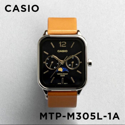 Casio MTP-M305L-1A Watch with Moon Phase Display and Black Dial — Japan Import