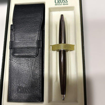 Cross Brand Ballpoint Pen With Genuine Leather Case