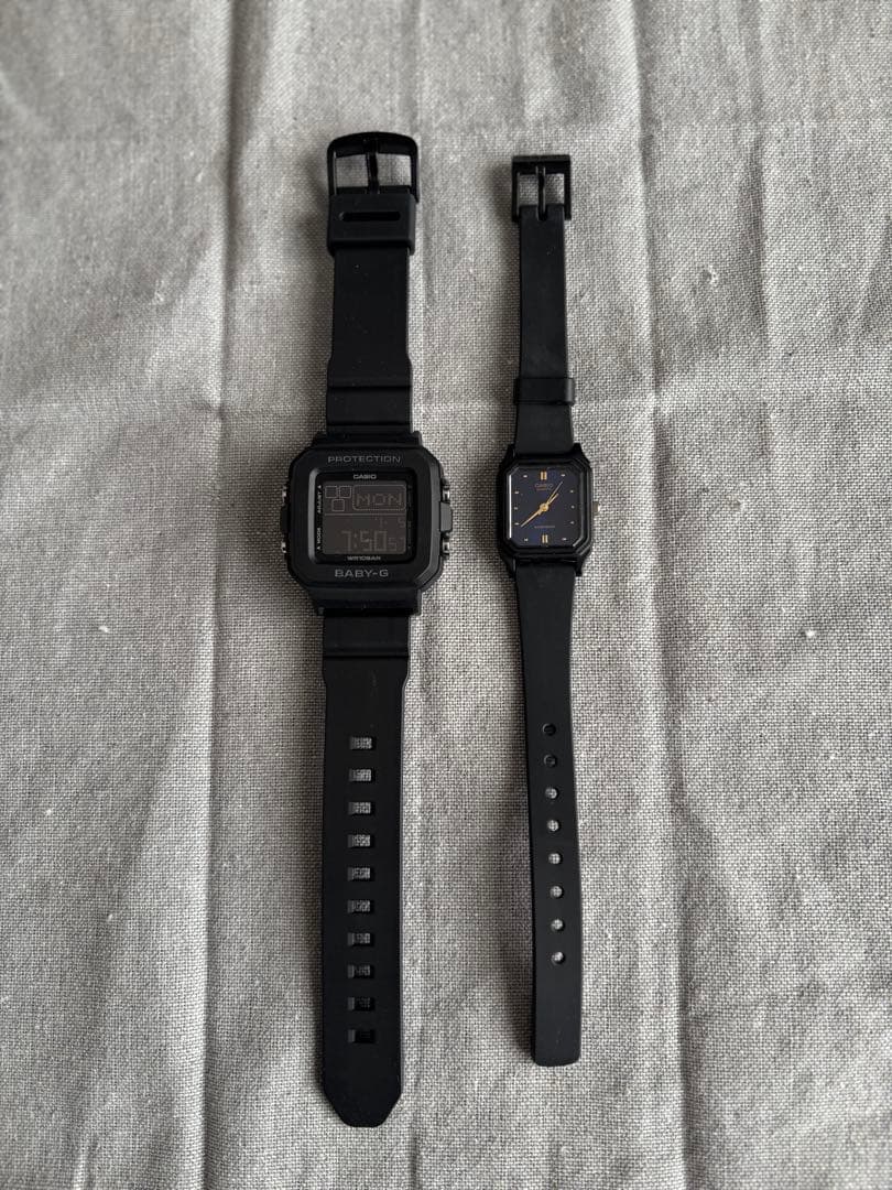 Casio Baby-G Digital Watch Black with Free Cheap Casio Analog Watch — Japan Import
