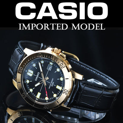 Casio Overseas Model Men's 50m Water Resistant Black & Gold Watch — Japan Import