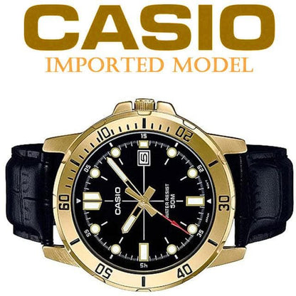 Casio Overseas Model Men's 50m Water Resistant Black & Gold Watch — Japan Import