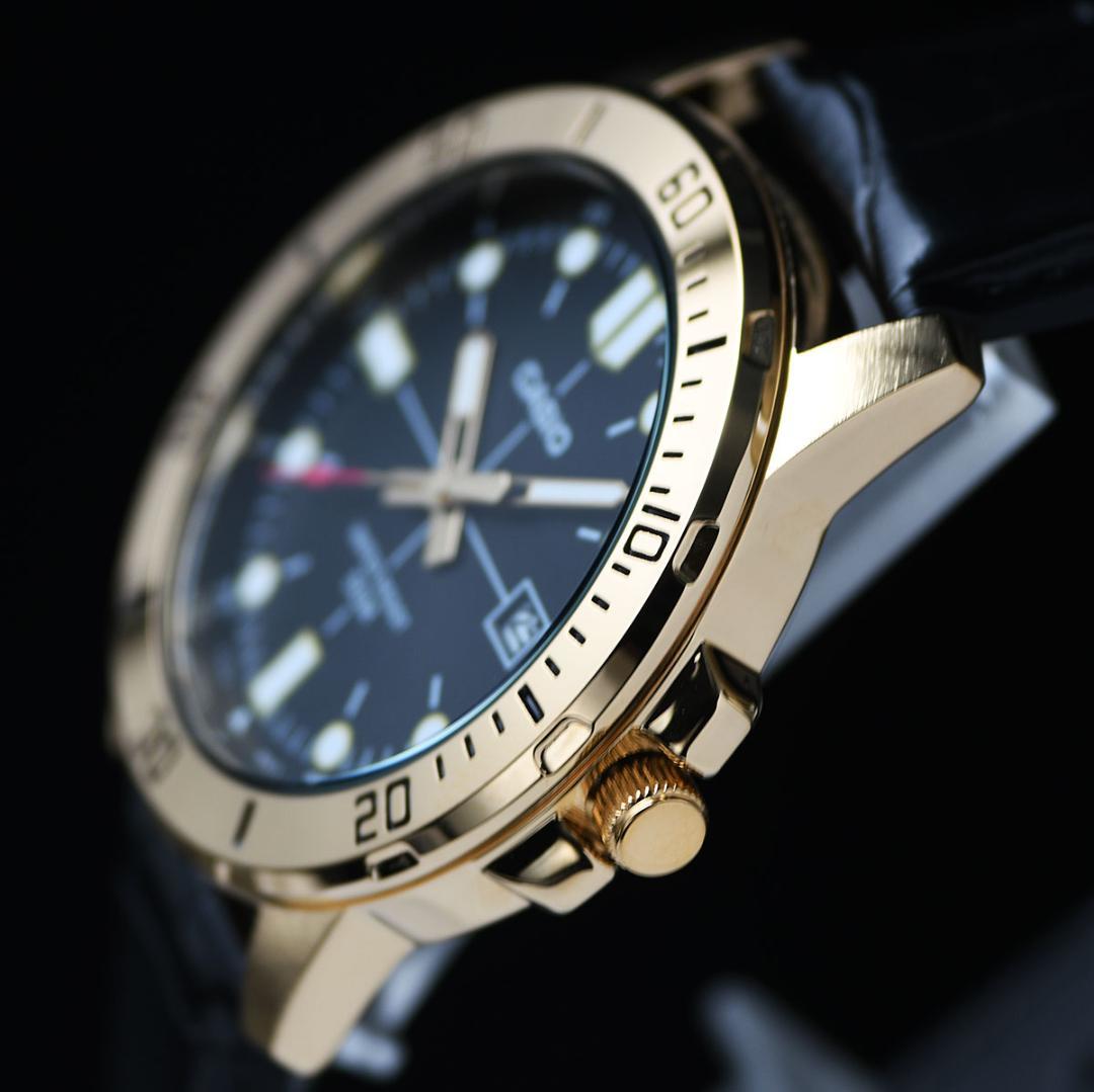 Casio Overseas Model Men's 50m Water Resistant Black & Gold Watch — Japan Import