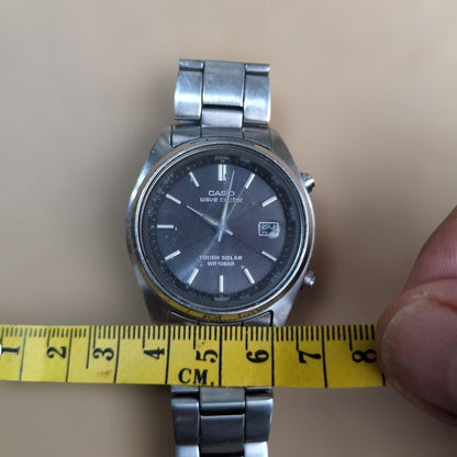 Casio Tough Solar Radio Wave Watch with Stainless Steel Band and Date Function — Japan Import