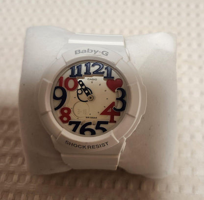 Casio Baby-G White Watch with Colorful Numbers and Hearts — Japan Import