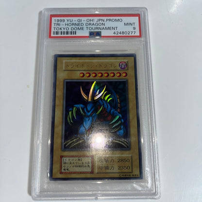 Bandai Yu-Gi-Oh Tri-Horn Dragon Ultra rarity trading card graded PSA9 Japanese import