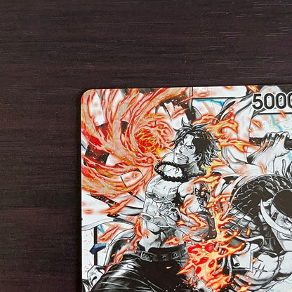 One Piece Ace & Whitebeard Leader Parallel Card ST22-001 featuring hologram processing in magnet loader