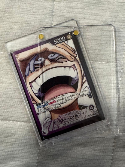 Bandai One Piece Monkey D. Luffy OP05 SR purple character card with 5000 power in magnet loader Japan import