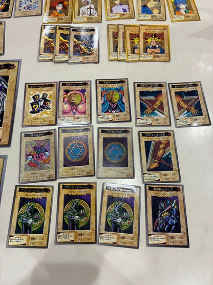 Bandai Yu-Gi-Oh Carddass collection of 169 vintage cards displayed in a fan layout