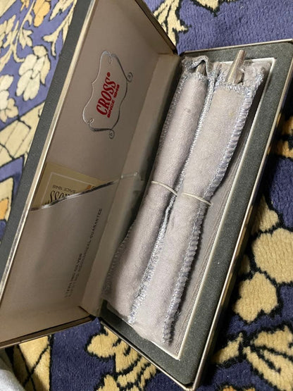 Vintage CROS Century sterling silver ballpoint pen and mechanical pencil set with missing pencil cap tip