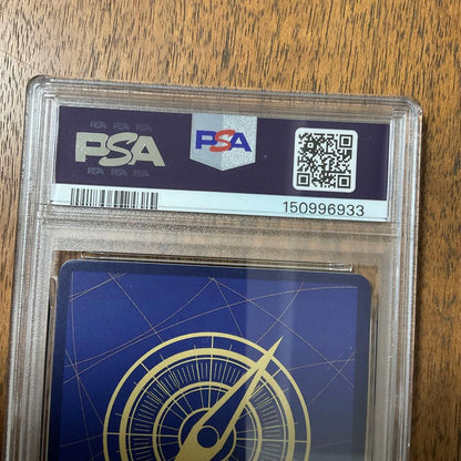 One Piece Card Game Parallel PSA 10 collectible card with case showing possible scratches and dirt