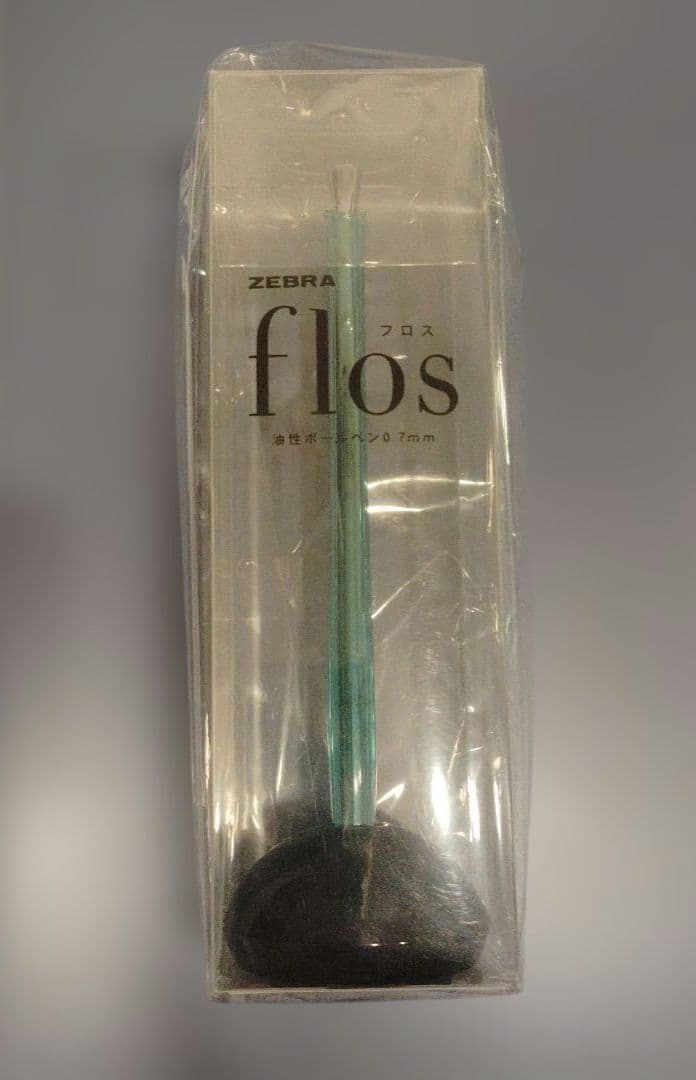 Zebra Flos oil-based ballpoint pen 0.7mm with glass blue transparent barrel and white cross type refill