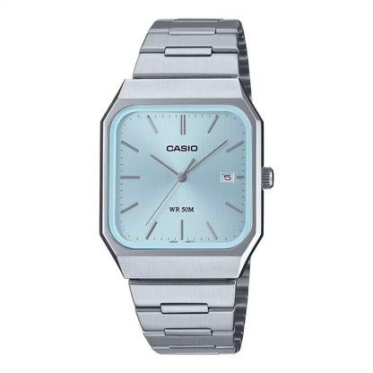 Casio Square Watch MTP-B185D in Ice Blue and Silver with Japanese Manual — Japan Import