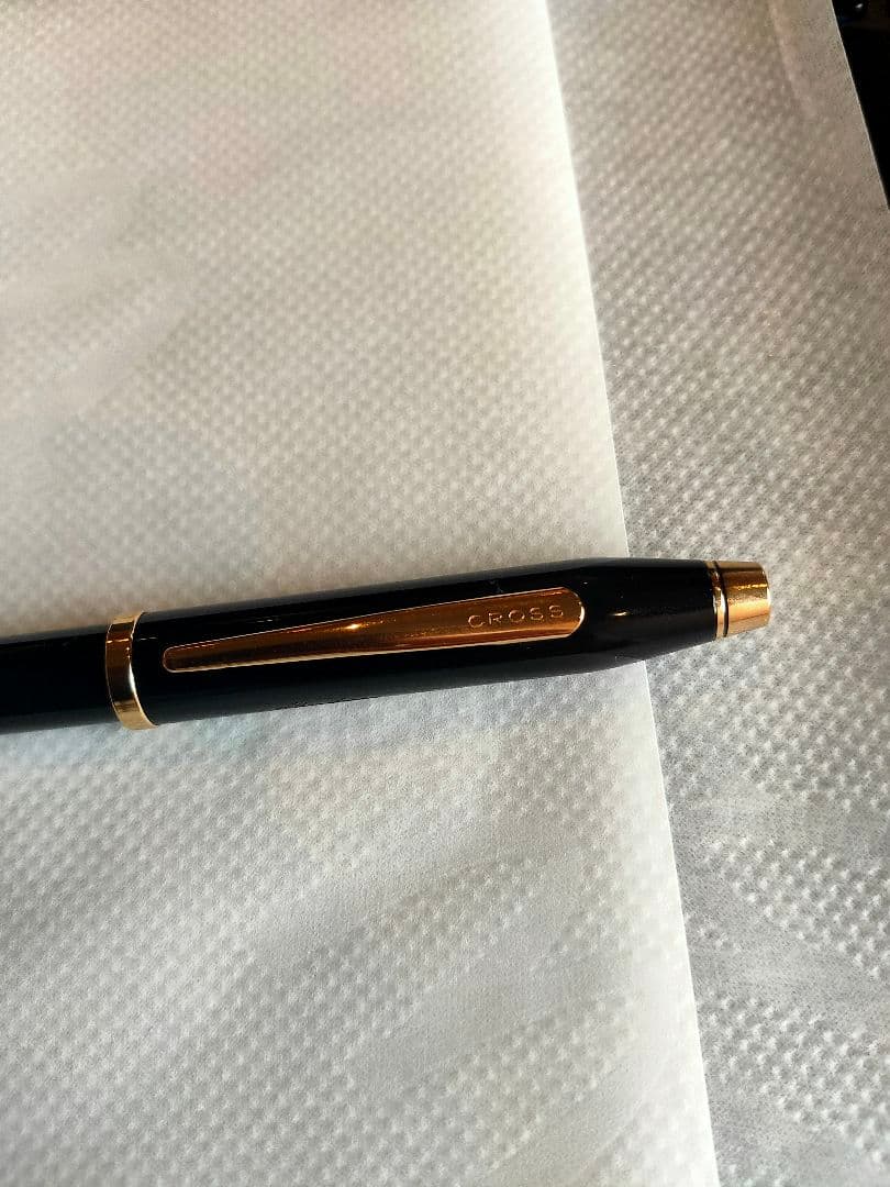 Cross Black and Gold Fountain Pen with 10 Years of Service Engraving — Japan Import