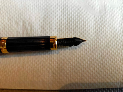 Cross Black and Gold Fountain Pen with 10 Years of Service Engraving — Japan Import