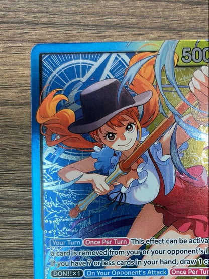 One Piece Card Game Nami OP11-041 English version Blue Yellow card with minor marks and cutter flaws