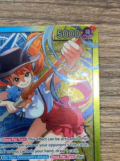 One Piece Card Game Nami OP11-041 English version Blue Yellow card with minor marks and cutter flaws