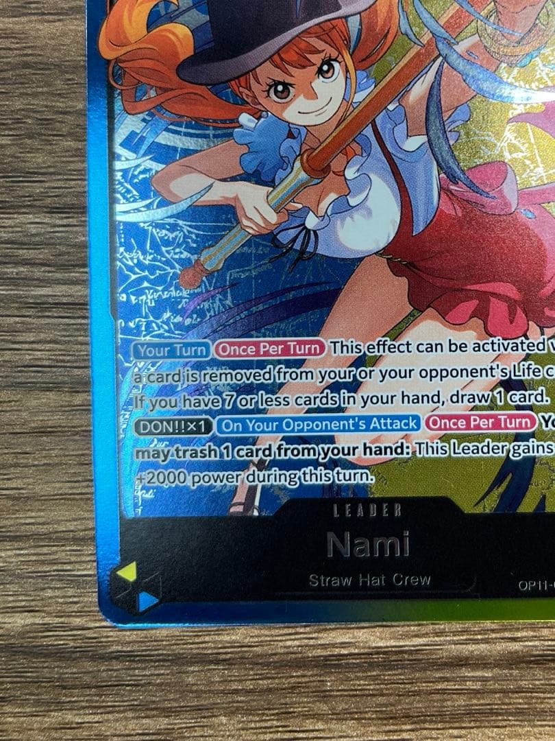 One Piece Card Game Nami OP11-041 English version Blue Yellow card with minor marks and cutter flaws