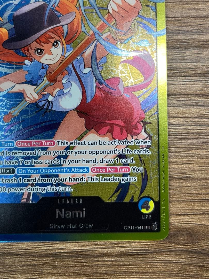 One Piece Card Game Nami OP11-041 English version Blue Yellow card with minor marks and cutter flaws