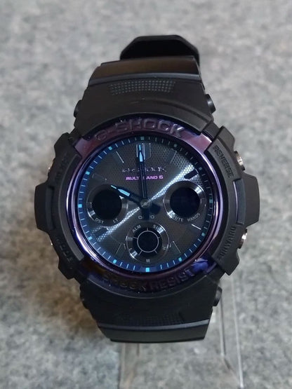 Casio G-Shock Virtual Blue Series AWG-M100SVB-1AJF Model with Solar Power and Black & Blue Violet Design — Japan Import