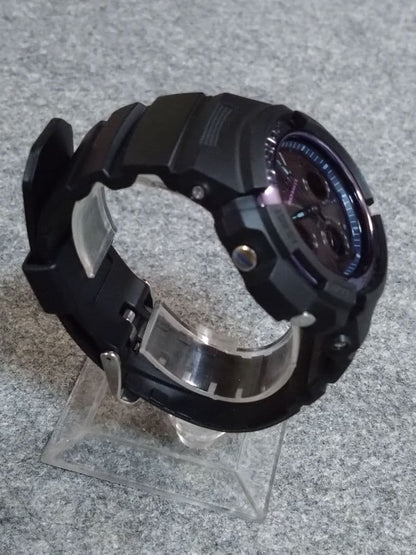 Casio G-Shock Virtual Blue Series AWG-M100SVB-1AJF Model with Solar Power and Black & Blue Violet Design — Japan Import
