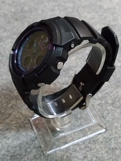 Casio G-Shock Virtual Blue Series AWG-M100SVB-1AJF Model with Solar Power and Black & Blue Violet Design — Japan Import