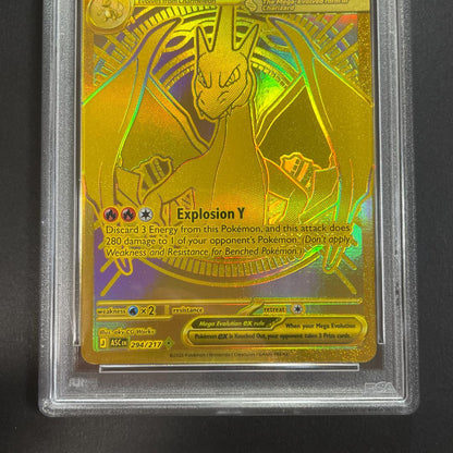 Bandai Mega Lizardonex Y collectible card 294/217 graded PSA9 English version showing front design