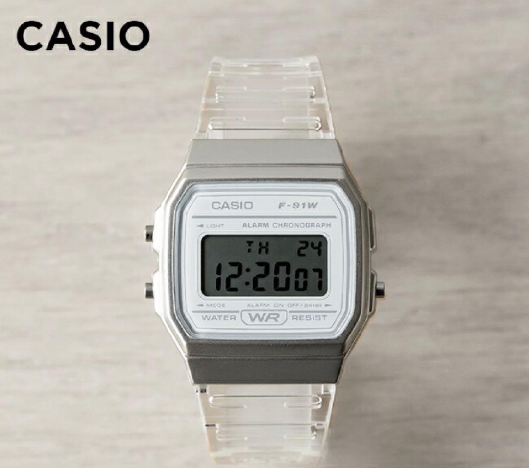 Casio Digital Watch with Clear White Skeleton Case and Resin Band — Japan Import