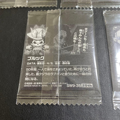One Piece 25th anniversary wafer sticker set featuring Chopper, Thousand Sunny, Frankie, Brook, and Robin