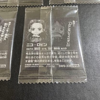 One Piece 25th anniversary wafer sticker set featuring Chopper, Thousand Sunny, Frankie, Brook, and Robin