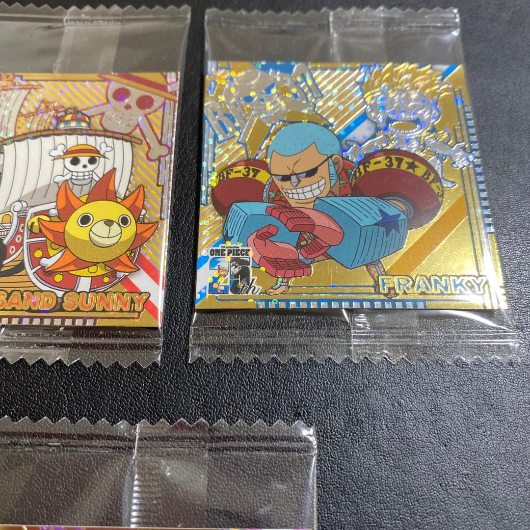 One Piece 25th anniversary wafer sticker set featuring Chopper, Thousand Sunny, Frankie, Brook, and Robin