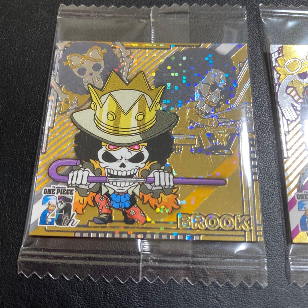 One Piece 25th anniversary wafer sticker set featuring Chopper, Thousand Sunny, Frankie, Brook, and Robin