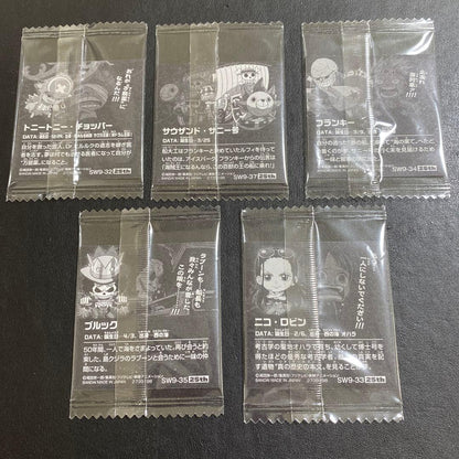 One Piece 25th anniversary wafer sticker set featuring Chopper, Thousand Sunny, Frankie, Brook, and Robin