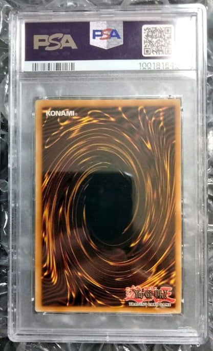 Bandai Yu-Gi-Oh Dark Magician LOB Error Faded Foil Shift PSA 9 single card with faded yellow color