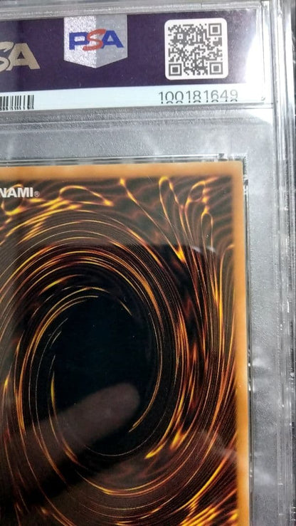 Bandai Yu-Gi-Oh Dark Magician LOB Error Faded Foil Shift PSA 9 single card with faded yellow color