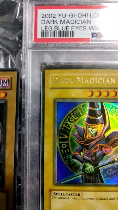 Bandai Yu-Gi-Oh Dark Magician LOB Error Faded Foil Shift PSA 9 single card with faded yellow color