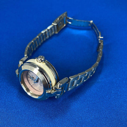 Casio Ladies Watch MSG-10L Pink Round Dial Steel Band Battery Operated Wristwatch