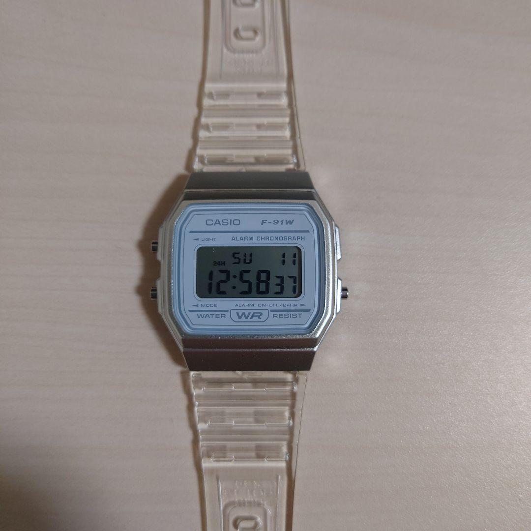 Casio F-91W Clear Silver Watch